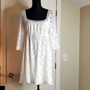 Laundry.white Romantic lace Fantasy prairi fairy Whimsy babydoll Picnic dress .